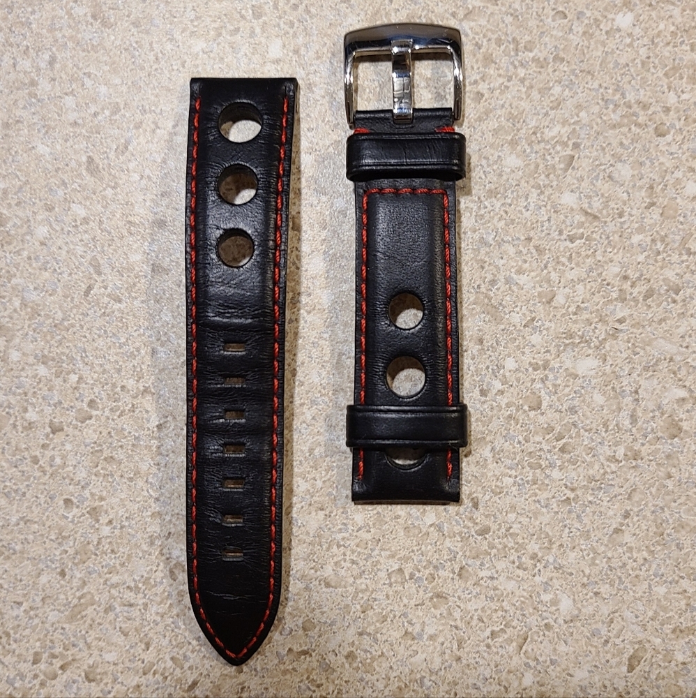 Italian Racing-style Leather Watch Stap 22mm